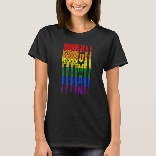 Human Lgbt Rainbow American Flag Gay Pride Month L T-Shirt (Vorderseite)