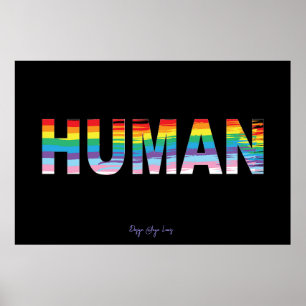 HUMAN LGBTQIA-Regenbogenflagge, Cooler Druckbrief Poster