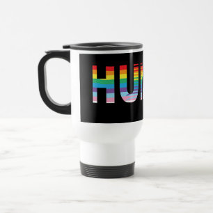 HUMAN LGBTQIA-Regenbogenflagge, Druckschreiben Reisebecher
