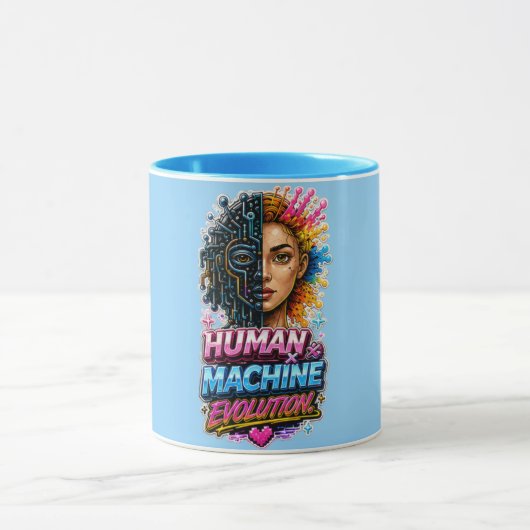 Human Machine Evolution AI Kunstbecher Tasse (Zentrum)