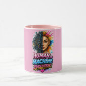 Human Machine Evolution Tasse – AI Kunst Kaffeetas (Zentrum)