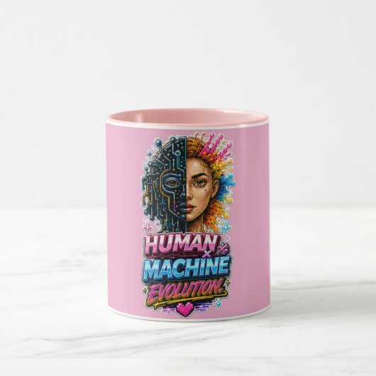 Human Machine Evolution Tasse – AI Kunst Kaffeetas (Zentrum)