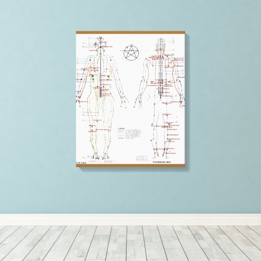 Human Meridians & Pressure Pt Chart verpackt Canva Leinwanddruck (Insitu (Holzboden))
