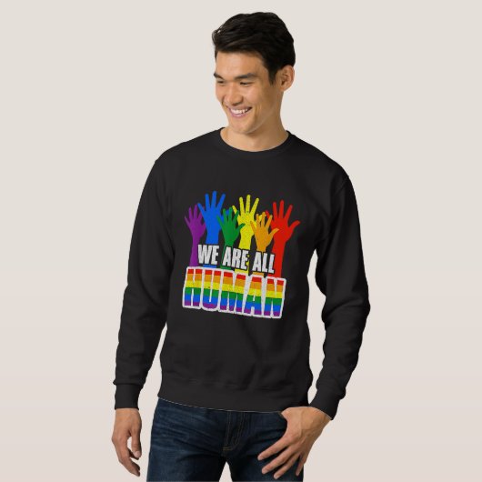 Human Pride Month Rainbow LGBT Flag Lesbian Trans Sweatshirt (Vorne ganz)
