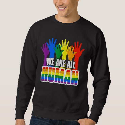 Human Pride Month Rainbow LGBT Flag Lesbian Trans Sweatshirt (Vorderseite)
