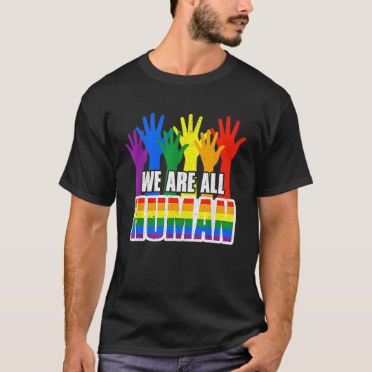 Human Pride Month Rainbow LGBT Flag Lesbian Trans  T-Shirt (Vorderseite)