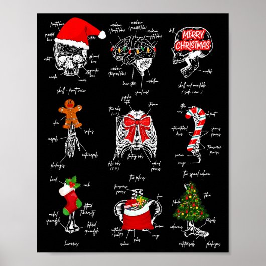 Human Skeleton Anatomy Christmas Medical Student X Poster (Vorne)