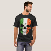 Human Skull Head With Irish Flag Pattern St Patric T-Shirt (Vorne ganz)