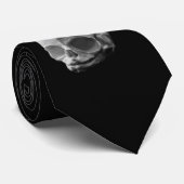 Human Skull Macabre Silky Black Necktie Krawatte (Gerollt)