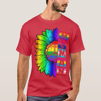 HUMAN Sunflower LGBT Flag Gay Pride Monat Proud LG T-Shirt