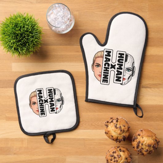 HUMAN x MACHINE Ofenhandschuh & Topflappen-Set (Oben Unten)