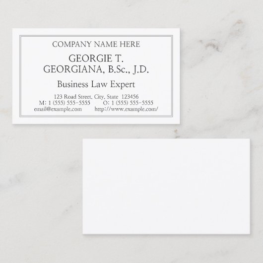 Humane, Berufliche Anwaltskarte Visitenkarte (Vorne/Hinten)