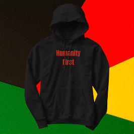 Humanity First Bold Red Text Hoodie