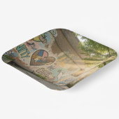 Humanity Symbolic Graffiti On Brick Wall Mural Pappteller (Gewinkelt)