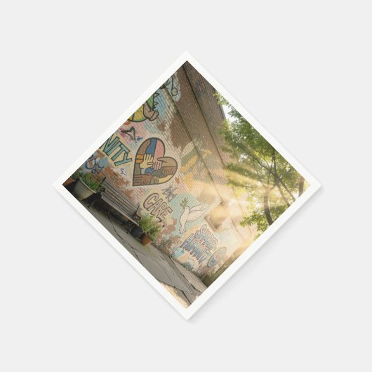 Humanity Symbolic Graffiti On Brick Wall Mural Serviette (Ecke)