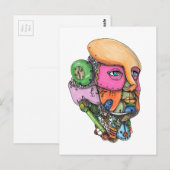 Humanoid Roboter Kopf Tattoo Postkarte (Vorne/Hinten)