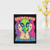 Humans Aren't Real - Funny Comic Style Alien Outer Karte (Gelbe Blume)