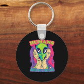 Humans Aren't Real - Funny Comic Style Alien Outer Schlüsselanhänger (Vorderseite)