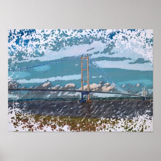 Humber Bridge Impressionistische Landschaft Poster (Vorne)