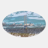 Humber Bridge Ovaler Aufkleber (Vorderseite)
