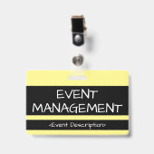 Humble Abzeichen "EVENT MANAGEMENT" Ausweis (Vorderseite mit Clip)