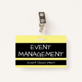 Humble Abzeichen "EVENT MANAGEMENT" Ausweis (Vorderseite mit Klammer)