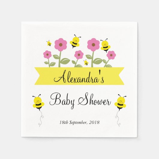 Humble Bee Baby Dusche Napkins Serviette (Vorderseite)