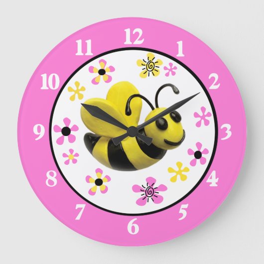 Humble Bee Baby Girl Dusche Große Wanduhr (Vorderseite)