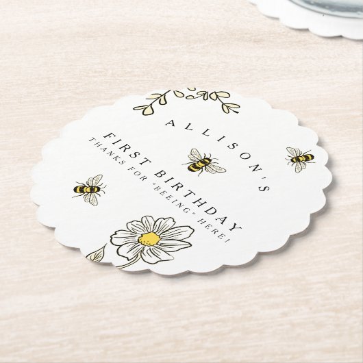 Humble Bee Birthday Party Custom Untersetzer (angewinkelt)