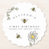 Humble Bee Birthday Party Custom Untersetzer (Vorderseite)