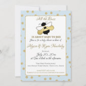 Humble Bee Buzz Baby Dusche Blue Einladung (Vorderseite)