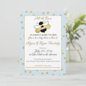 Humble Bee Buzz Baby Dusche Blue Einladung (Stehend Vorderseite)
