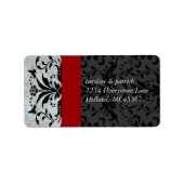 Humble Bee Damask Address Labels Red Trim Adressaufkleber (Vorne)