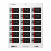 Humble Bee Damask Address Labels Red Trim Adressaufkleber (Vorne)