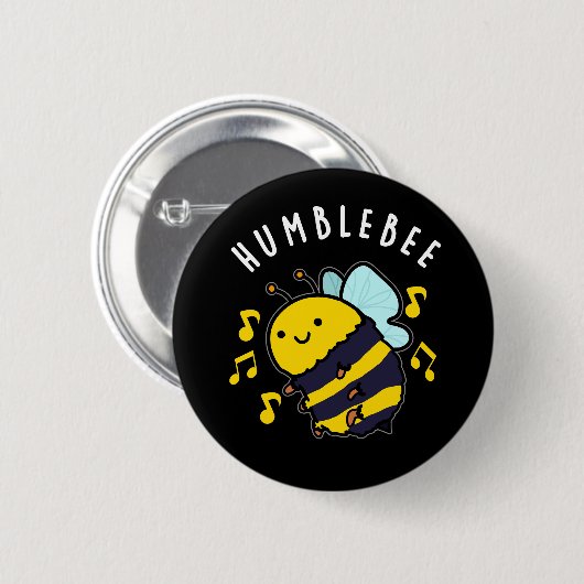 Humble Bee Funny Bumblebee Pun Dark BG Button (Vorne & Hinten)