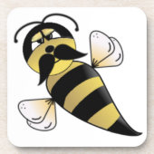Humble Bee mit Mustache Getränkeuntersetzer (Vorderseite)