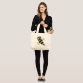 Humble Bee mit Mustache Jumbo Stoffbeutel (Vorderseite (Model))