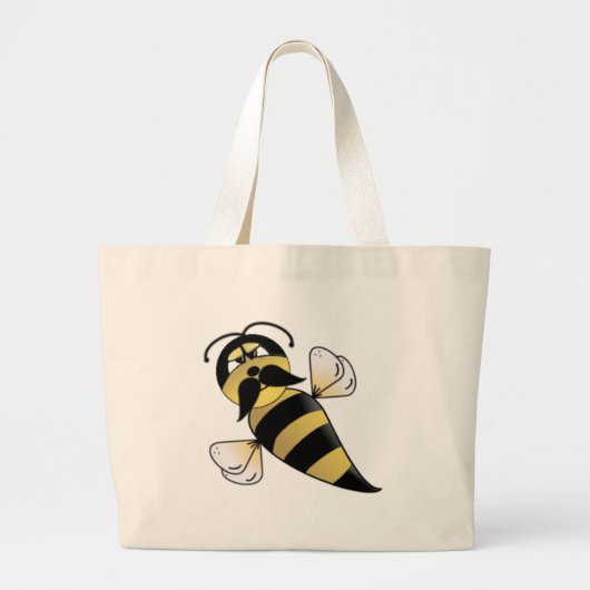 Humble Bee mit Mustache Jumbo Stoffbeutel (Vorne)