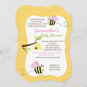 Humble Bee Pink Girl Baby Dusche Einladung