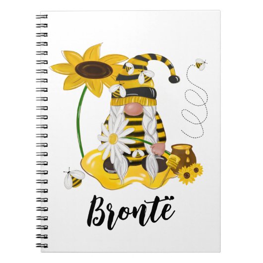 Humble Bee Sunflower Personalisiert Gnome Notebook Notizblock (Vorderseite)