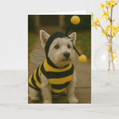 Humble Bee Westie Halloween Karte (Gelbe Blume)
