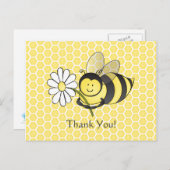 Humble Bee with Daisy Danke, Postcard Postkarte (Vorne/Hinten)