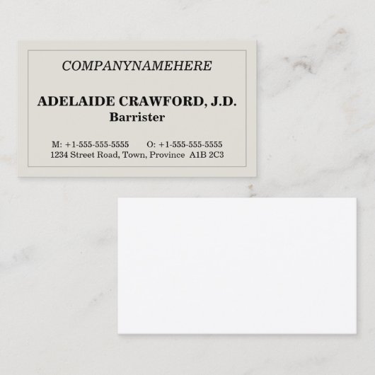 Humble, einfache Visitenkarte (Vorne/Hinten)