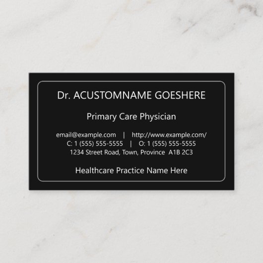 Humble, Facharztkarte Visitenkarte (Vorderseite)