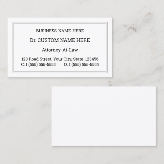 Humble, Schlichte Anwaltskarte Visitenkarte (Vorne/Hinten)