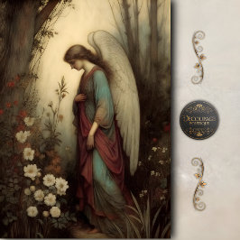Humble Woodland Angel Floral Prayer Decoupage Seidenpapier