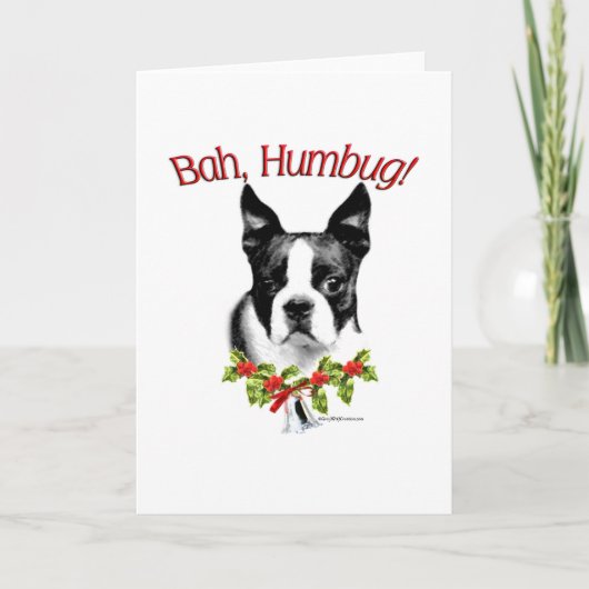 Humbug Bostons Terrier Bah Feiertagskarte (Vorderseite)