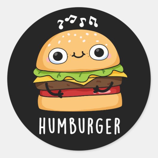Humburger Funny Humming Burger Pun Dark BG Runder Aufkleber (Vorderseite)