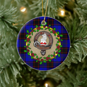 Hume/Zuhause Clan Abzeichen & Tartan Personalisier Keramik Ornament