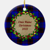 Hume/Zuhause Clan Abzeichen & Tartan Personalisier Keramik Ornament (Hinten)